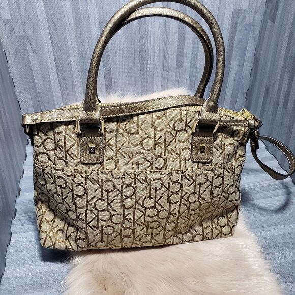 Calvin Klein Hudson Monogram Satchel Handbag - Picture 2 of 9